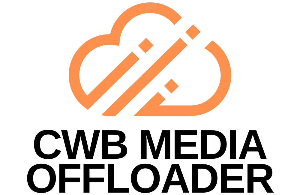 The CWB Media Offloader logo: an orange cloud with diagonal stripes above the name
