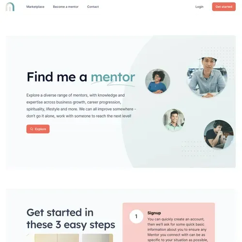The MentorPlace home page: Find me a mentor